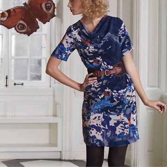 Anthropologie Dresses & Skirts - Anthropologie Coquille Japonica Silk Water Color Dress Size 4